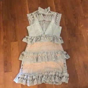 Rd & Koko High Neck Lace Tiered Dress—Sea Foam